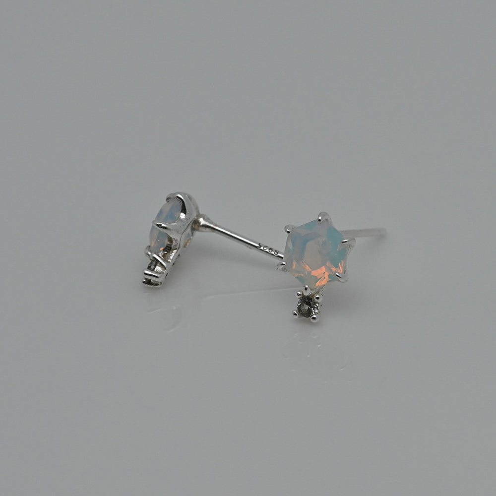 925 Silver Hexagon Cubic-Opal Earrings_KWAJE534