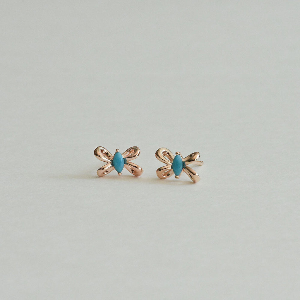 925 Silver Turkish Blue Twisted Ribbon Stud Earrings_KWAJE501