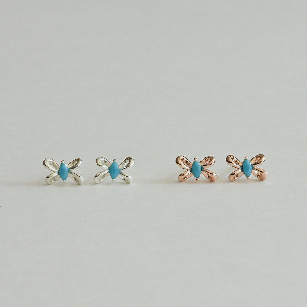 925 Silver Turkish Blue Twisted Ribbon Stud Earrings_KWAJE501