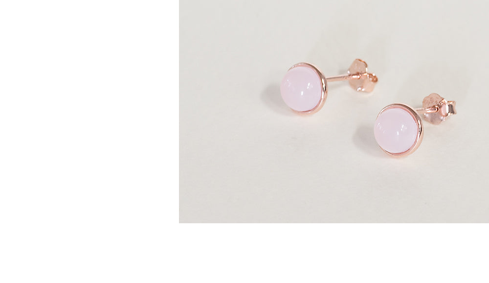 925 silver 8mm rose quartz earrings_KWAJE508