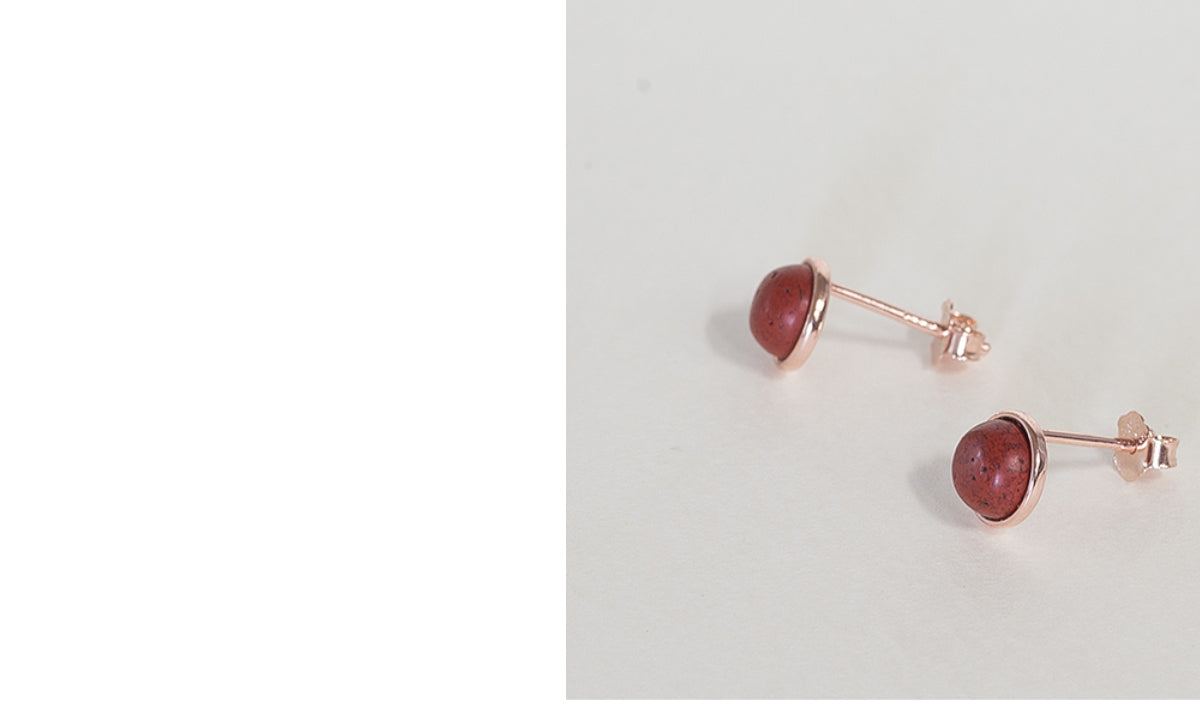 925 silver redstone natural gemstone earrings_KWAJE540