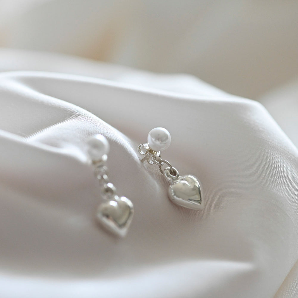 925 Silver Heart 1 Two Way Earrings_KWAJE506