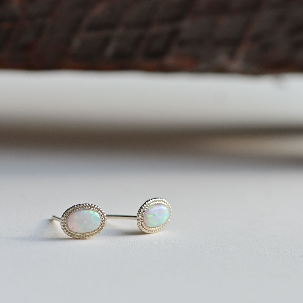 925 silver oval opal loret stud earrings_KWAJE500