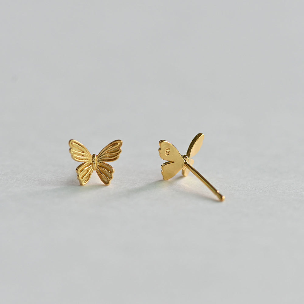 925 silver butterfly stud earrings_KWAJE472