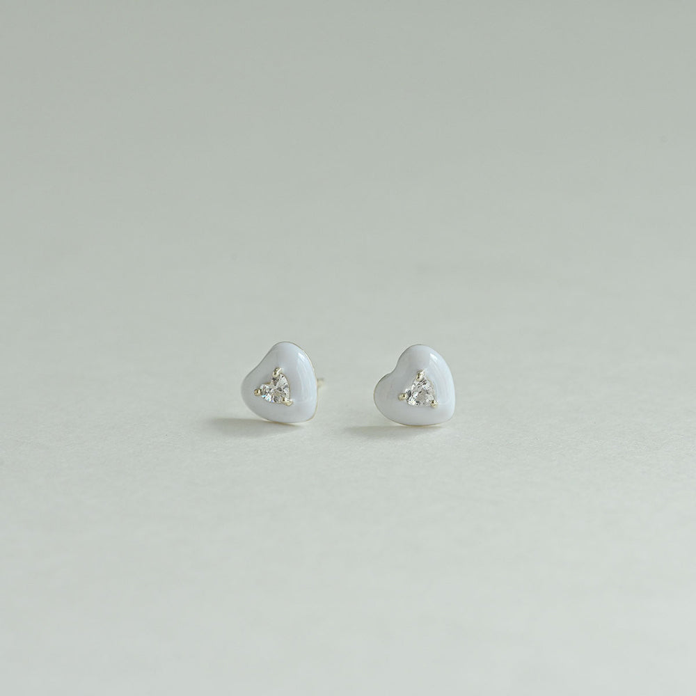 925 silver heart cubic epoxy stud earrings_KWAJE505