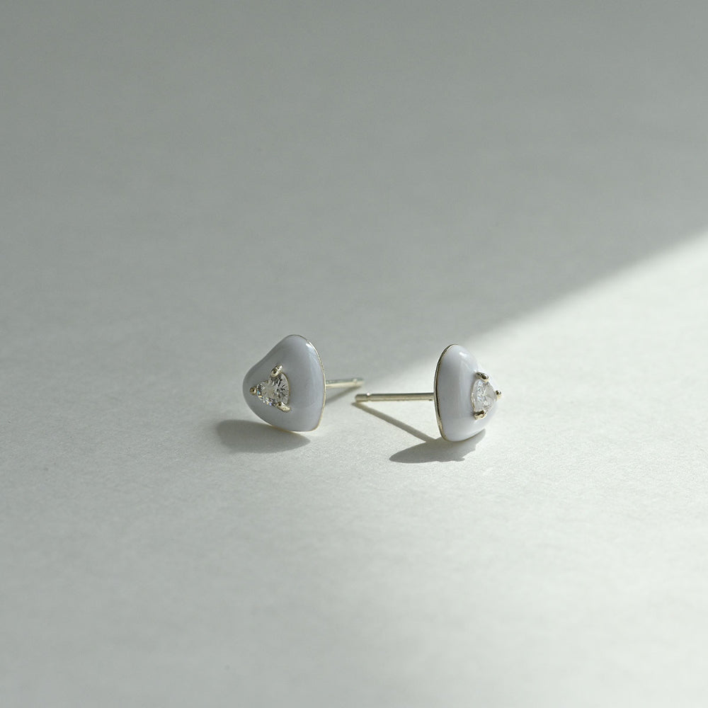 925 silver heart cubic epoxy stud earrings_KWAJE505