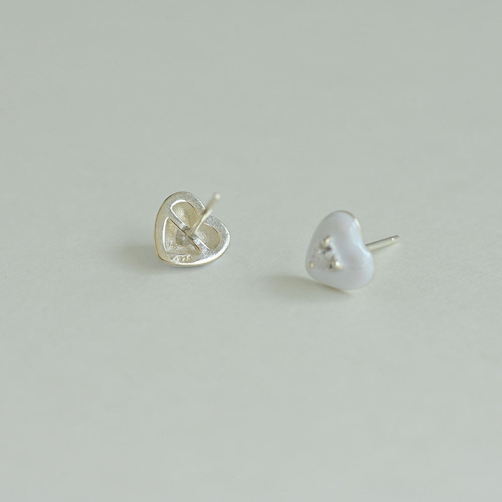 925 silver heart cubic epoxy stud earrings_KWAJE505