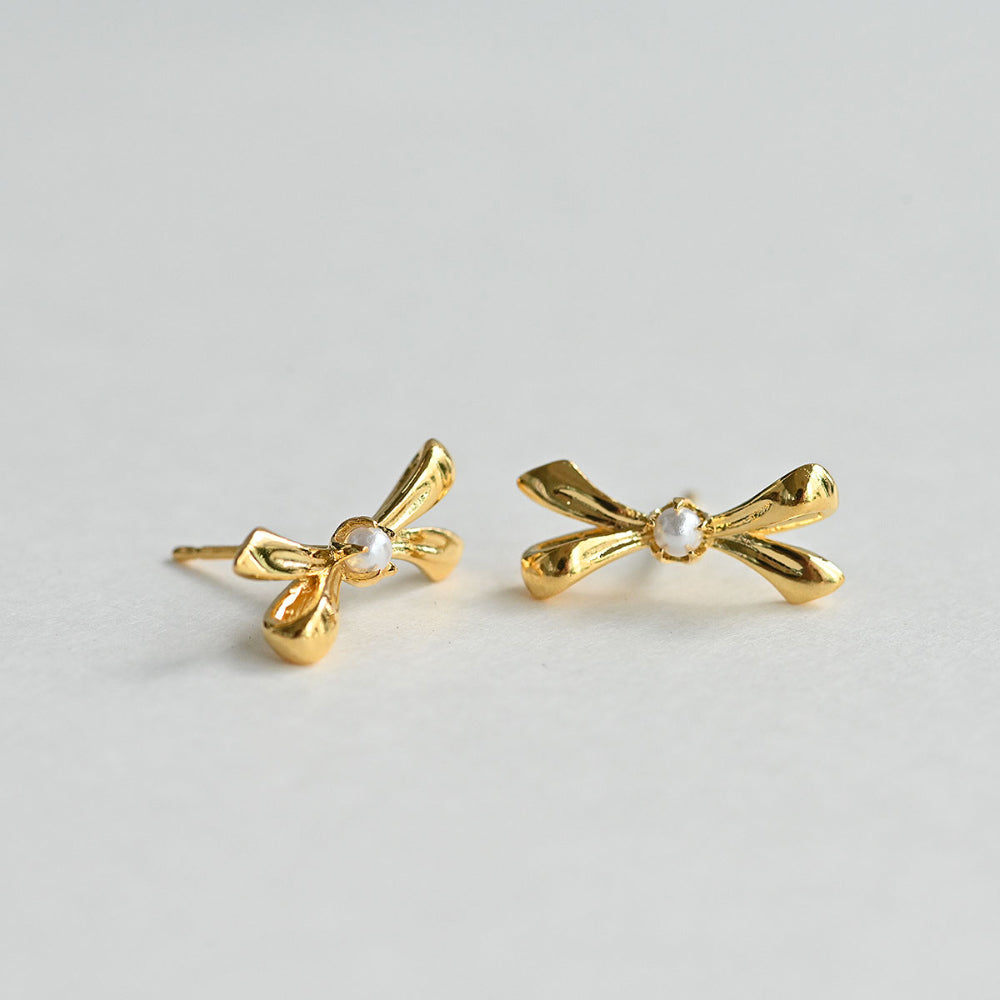 925 silver ribbon stud earrings_KWAJE171