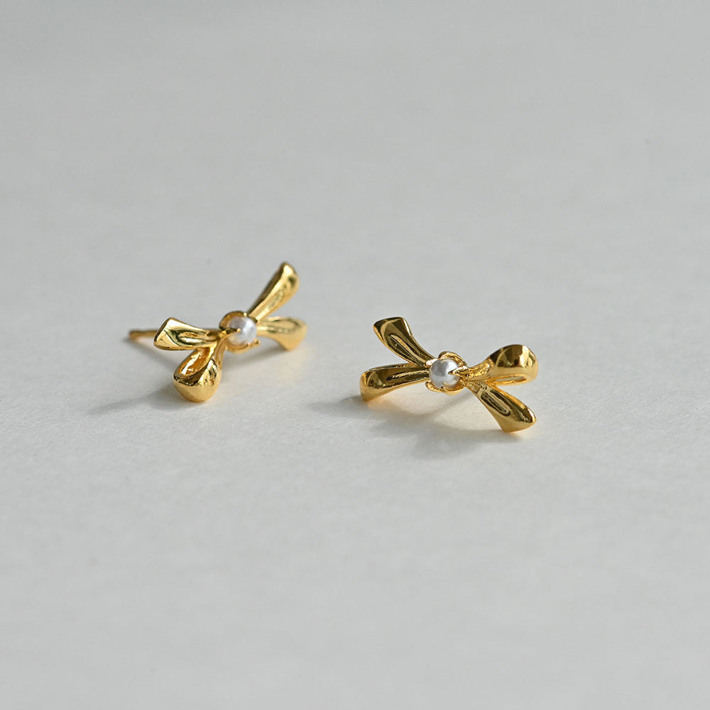 925 silver ribbon stud earrings_KWAJE171