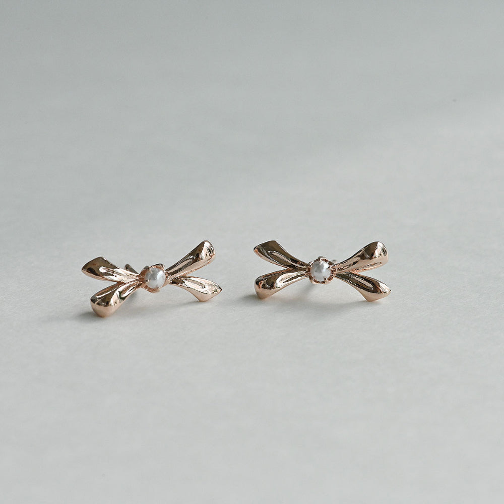 925 silver ribbon stud earrings_KWAJE171