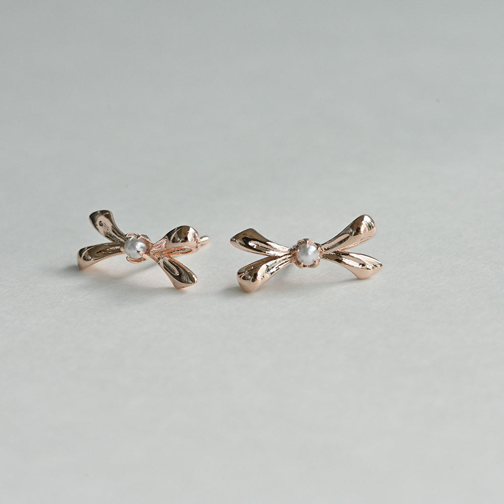 925 silver ribbon stud earrings_KWAJE171