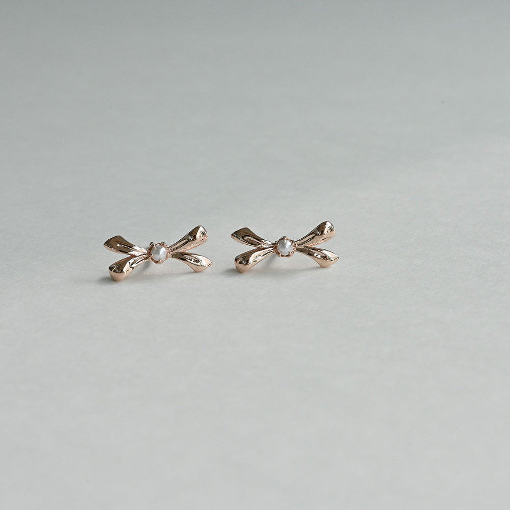 925 silver ribbon stud earrings_KWAJE171