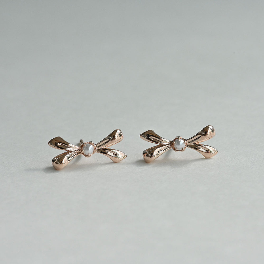 925 silver ribbon stud earrings_KWAJE171