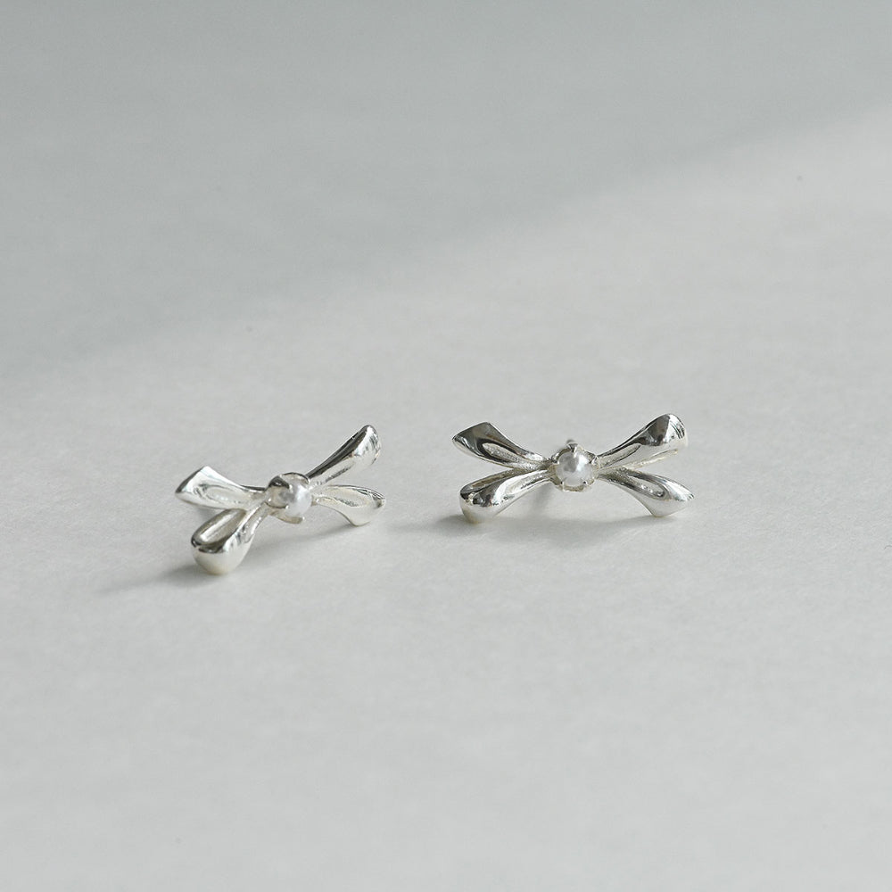 925 silver ribbon stud earrings_KWAJE171