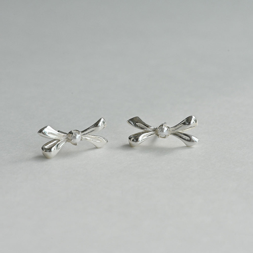 925 silver ribbon stud earrings_KWAJE171