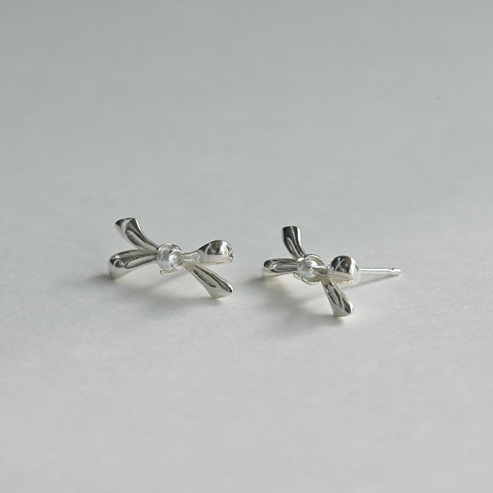 925 silver ribbon stud earrings_KWAJE171