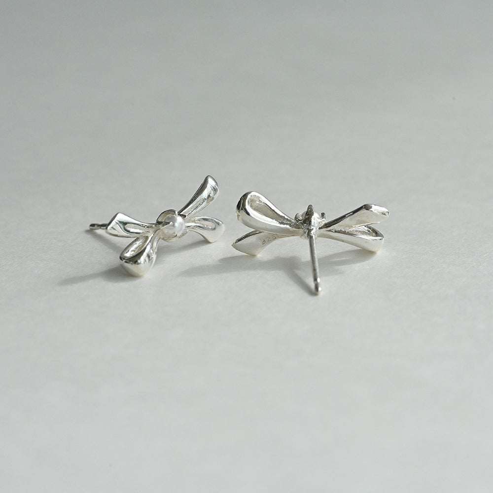 925 silver ribbon stud earrings_KWAJE171