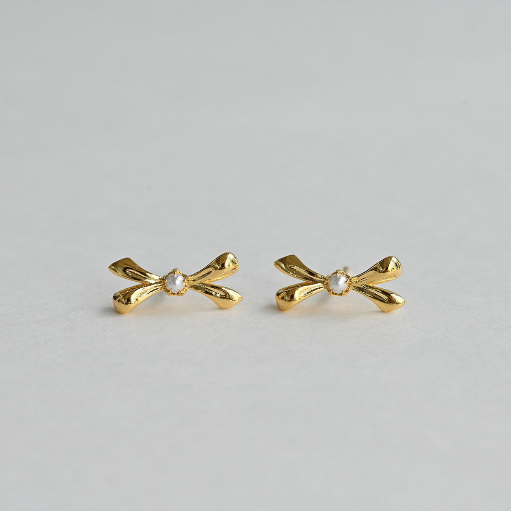 925 silver ribbon stud earrings_KWAJE171