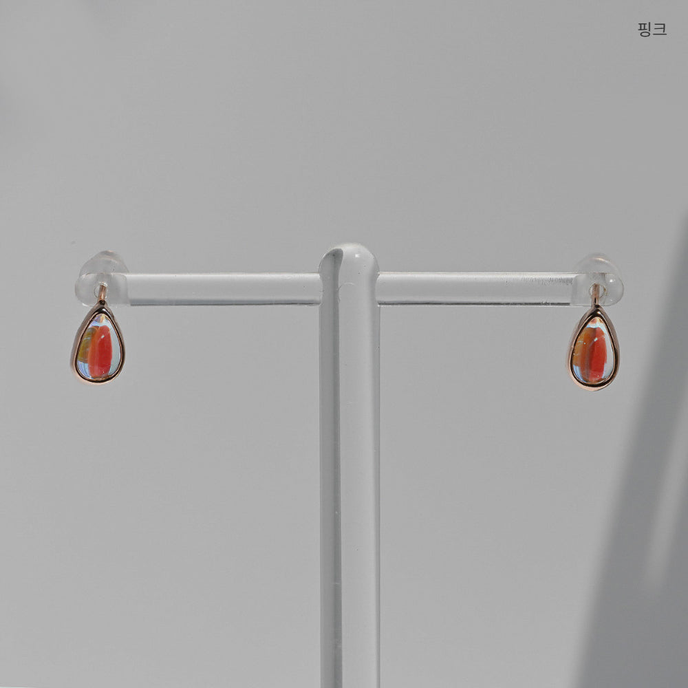 925 silver AB crystal water drop stud earrings_KWAJE394