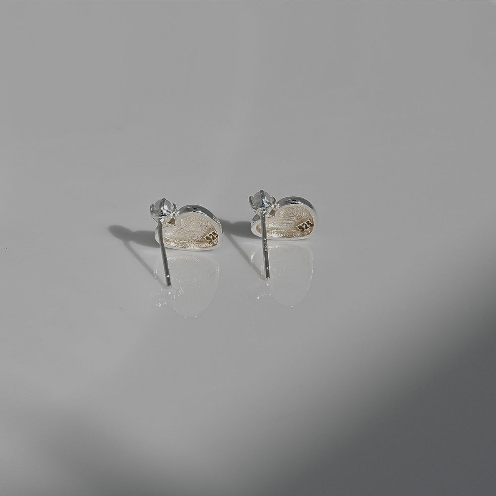 925 Silver Round Heart Little Pearl Earrings_KWAJE131