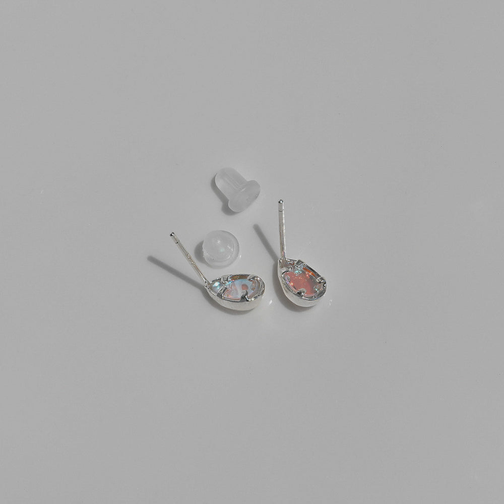 925 silver AB crystal water drop stud earrings_KWAJE394