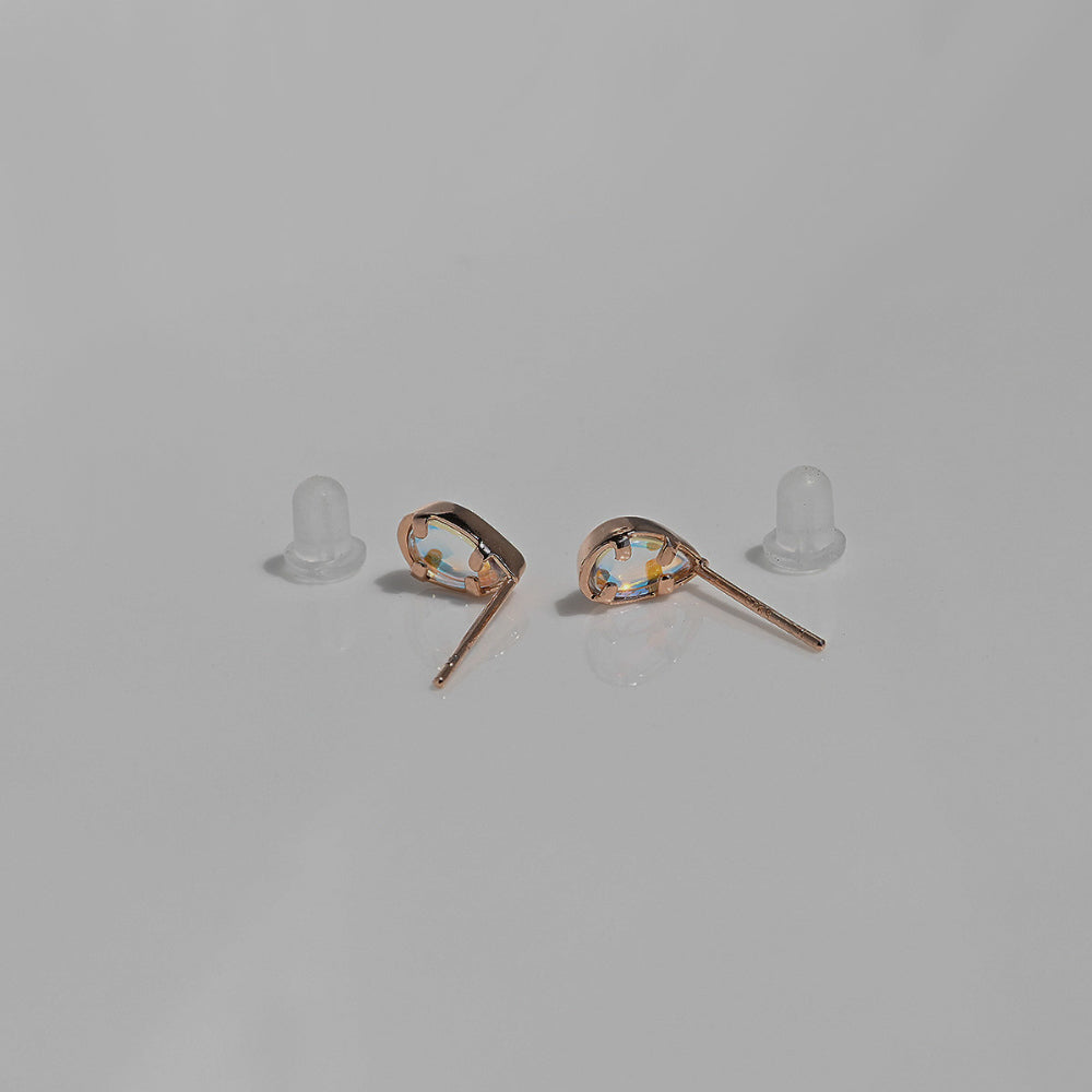 925 silver AB crystal water drop stud earrings_KWAJE394