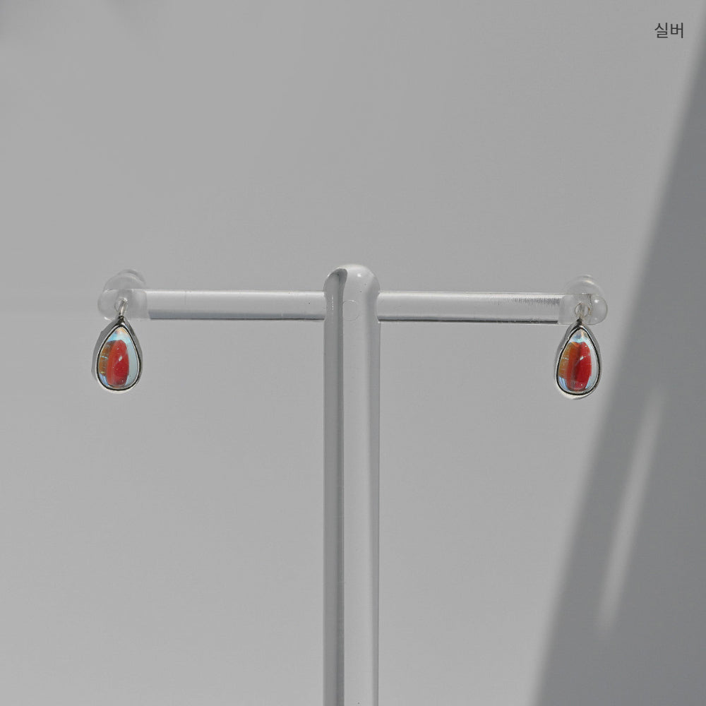 925 silver AB crystal water drop stud earrings_KWAJE394