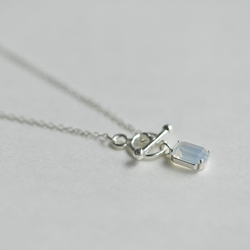 925 Silver White Square Toggle Bar Necklace_KWAJE628