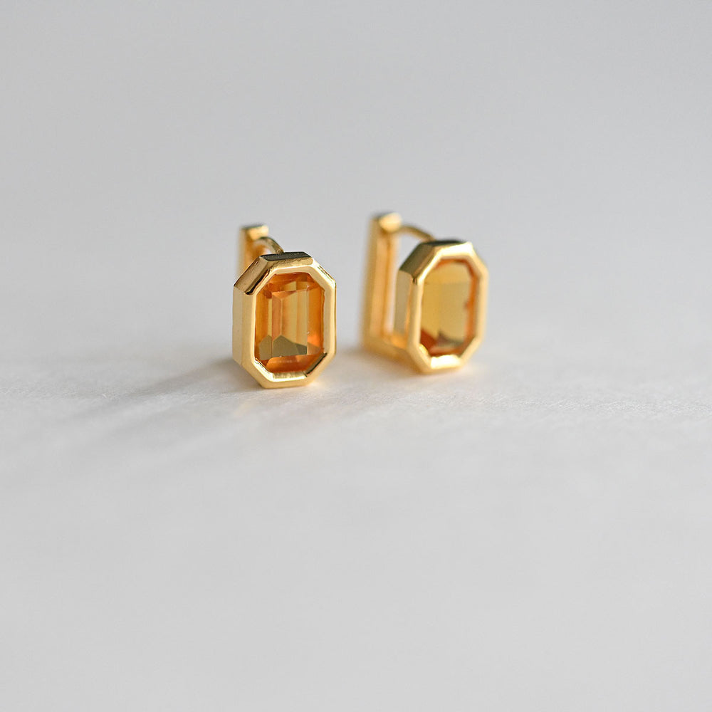 925 Silver Square Bezel-Topaz One Touch Earrings_KWAJE364