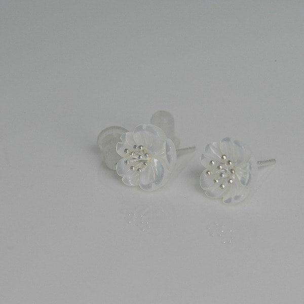 925 silver mother-of-pearl flower earrings_KWAJE494