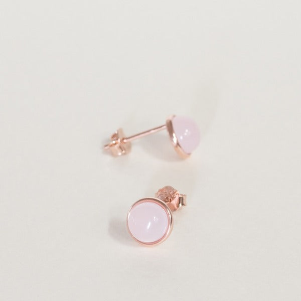 925 silver 8mm rose quartz earrings_KWAJE508