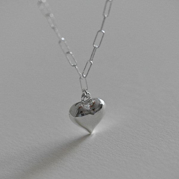 925 Silver Heart 5 Square Cut Chain Necklace_KWAJE425