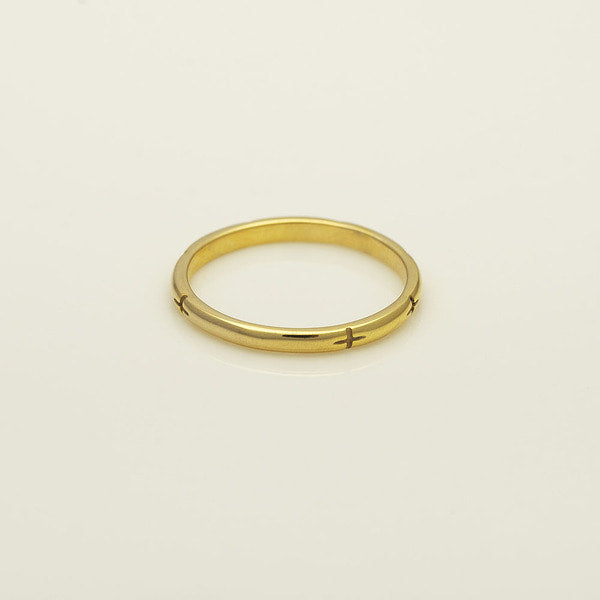 925 silver cross pattern gold ring_KWAJE109