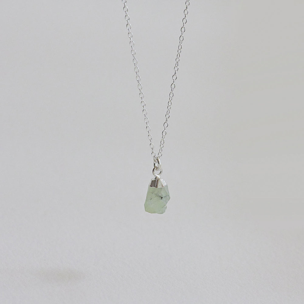 925 Silver Prehnite Rough Gemstone Necklace_KWAJE559