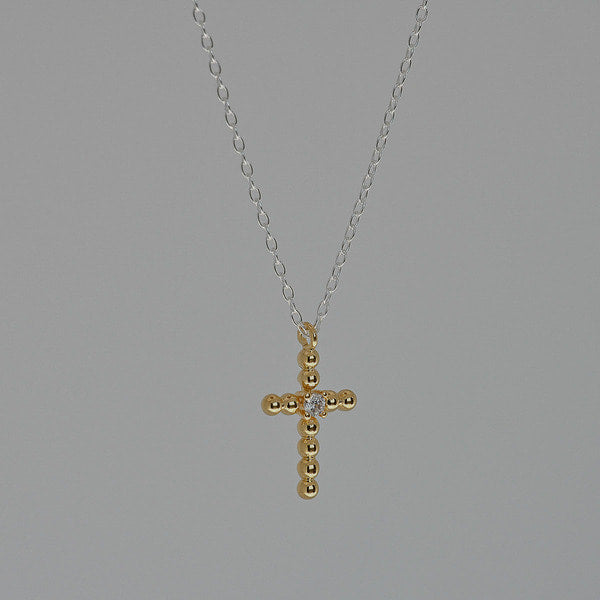 925 silver ball cross necklace_KWAJE120