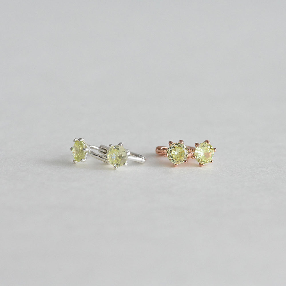 925 Silver Yellow Mini One Touch Earrings_KWAJE391