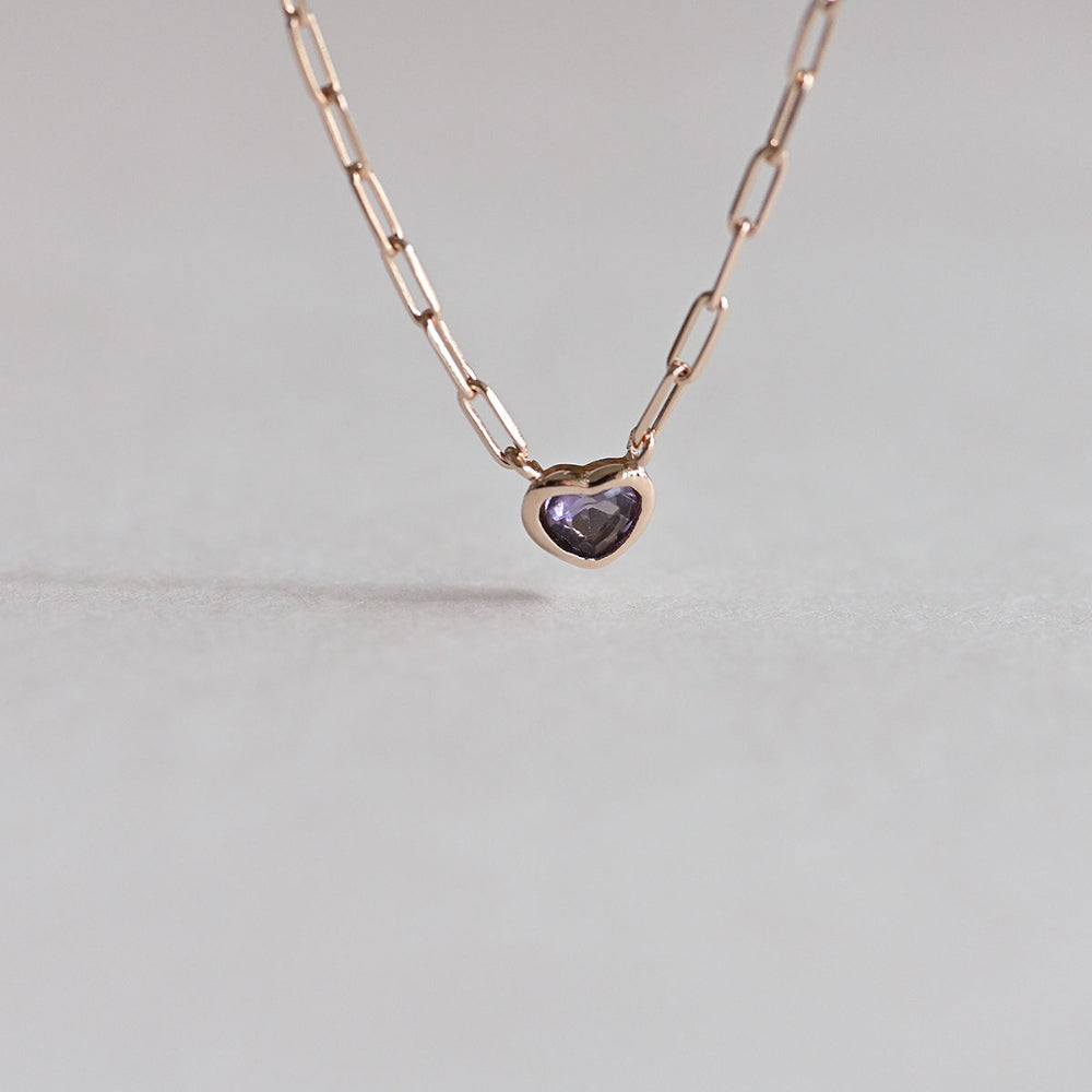 925 Silver Chain Purple Heart Necklace_KWAJE212