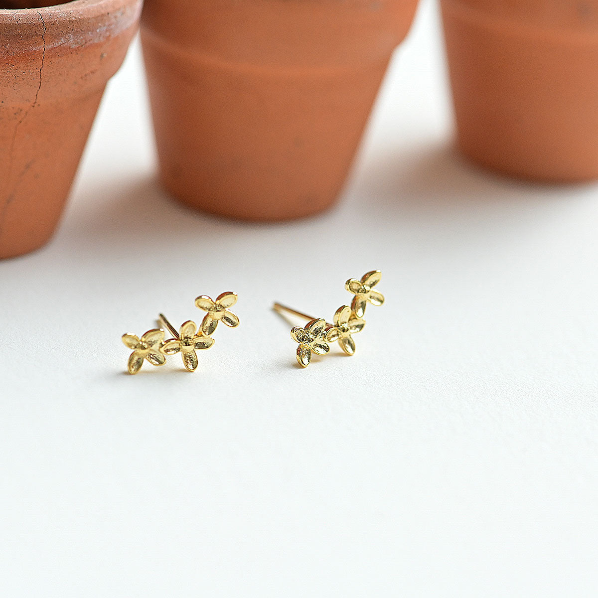 925 silver three flower stud earrings_KWAJE482