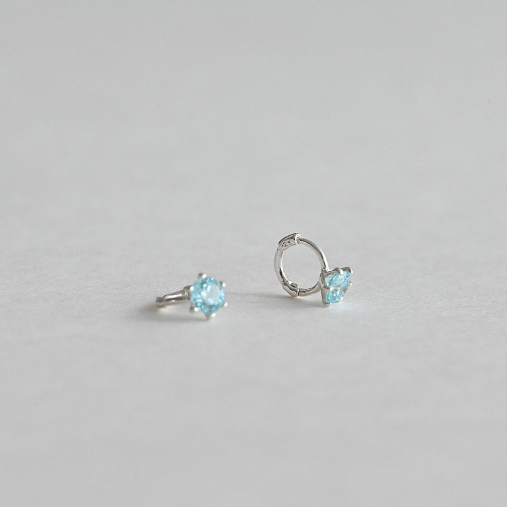 925 Silver Blue Mini One Touch Earrings_KWAJE221