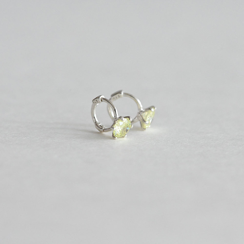 925 Silver Yellow Mini One Touch Earrings_KWAJE391