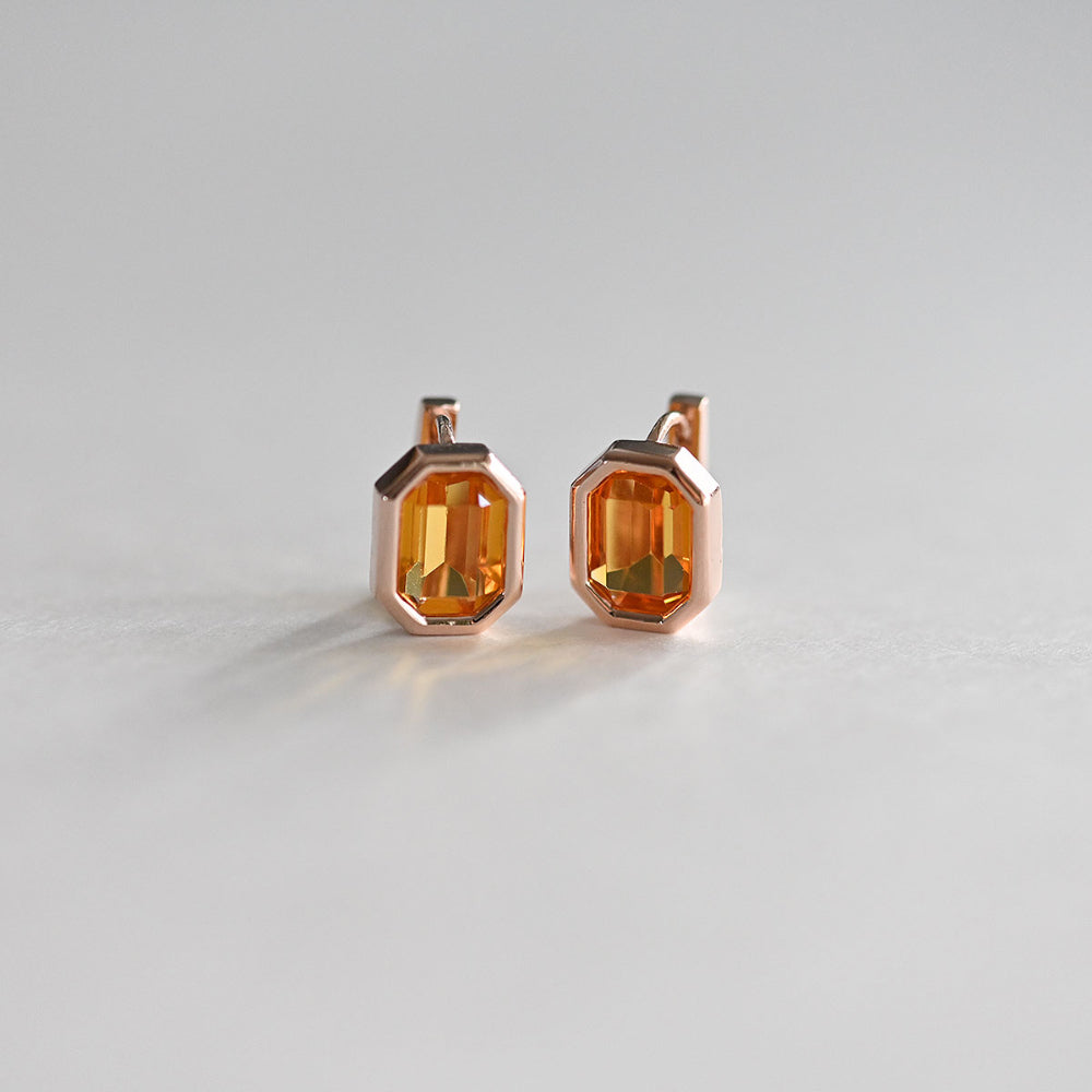 925 Silver Square Bezel-Topaz One Touch Earrings_KWAJE364