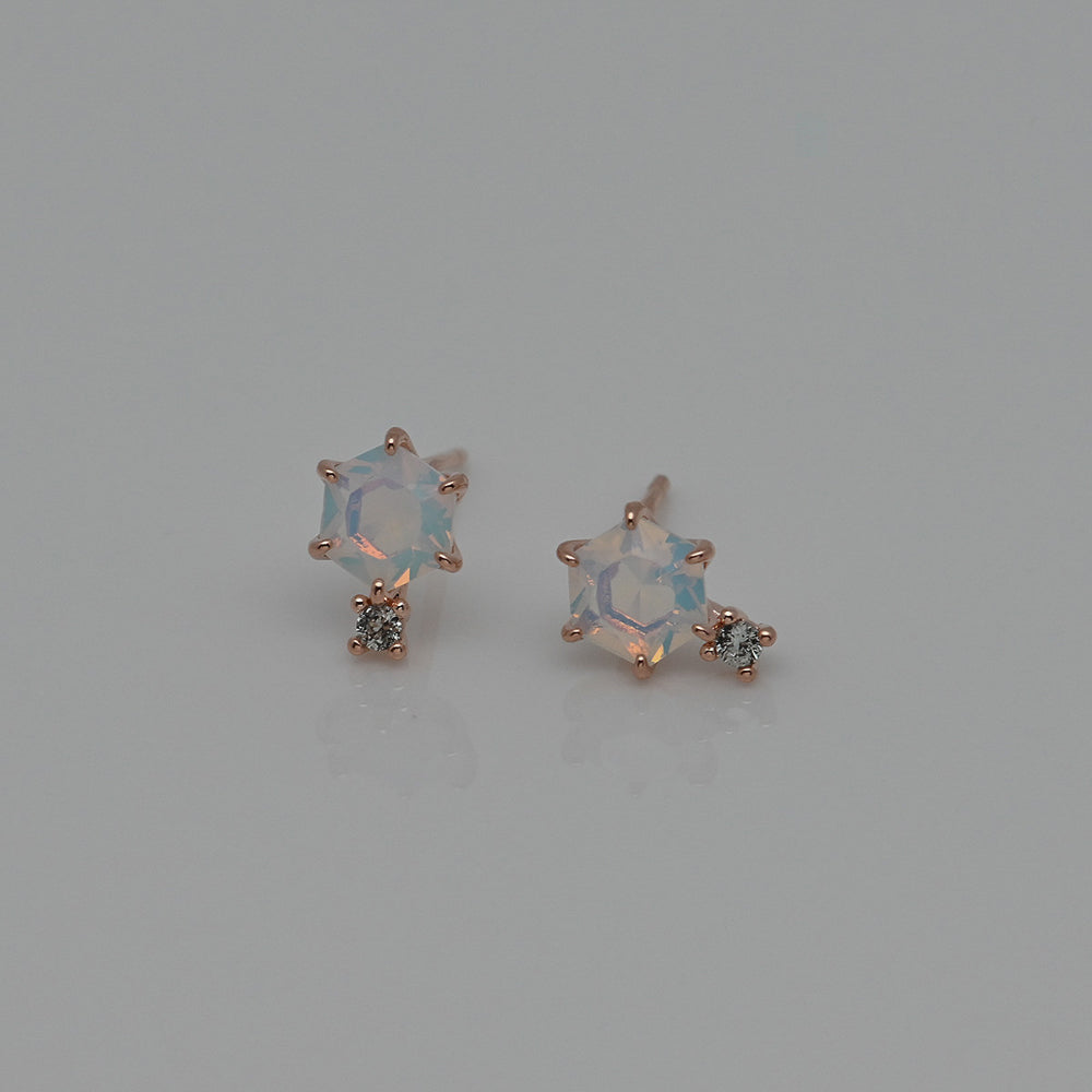 925 Silver Hexagon Cubic-Opal Earrings_KWAJE534