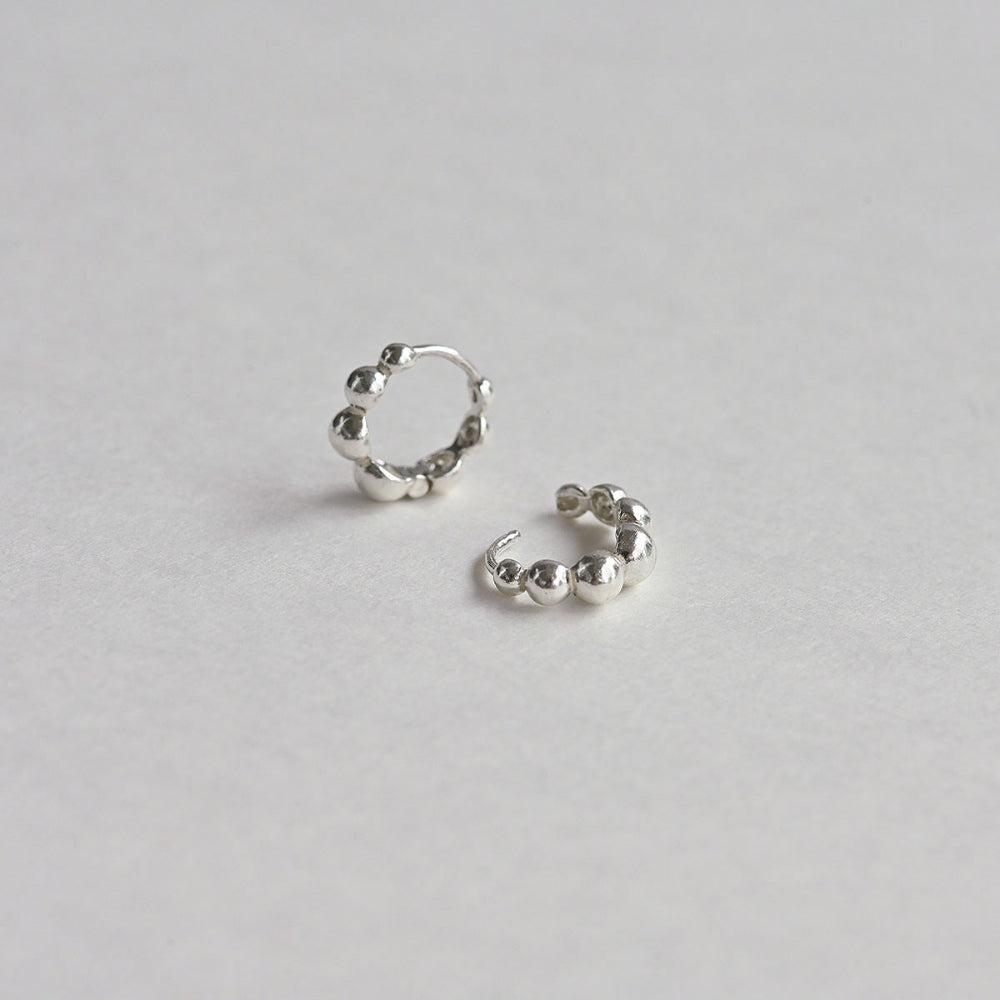 925 silver build ball one touch earrings_KWAJE168