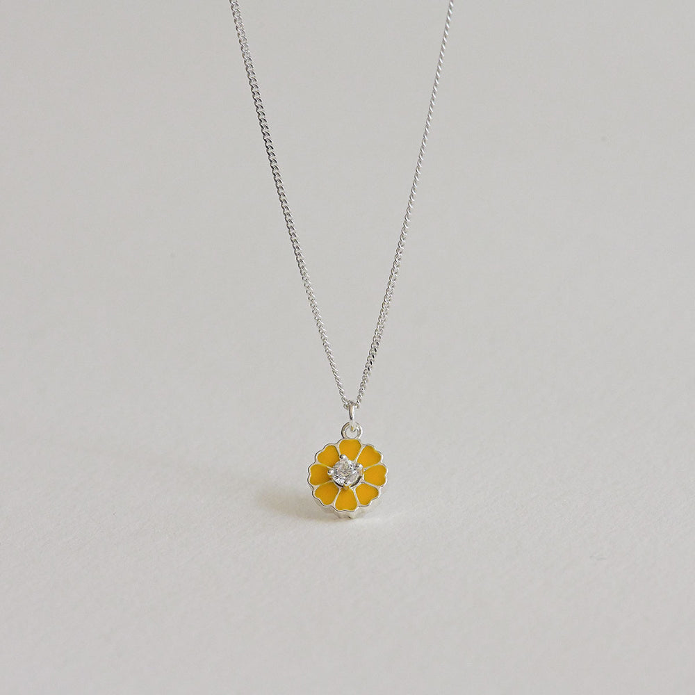 925 Silver Daisy Epoxy Necklace_KWAJE401