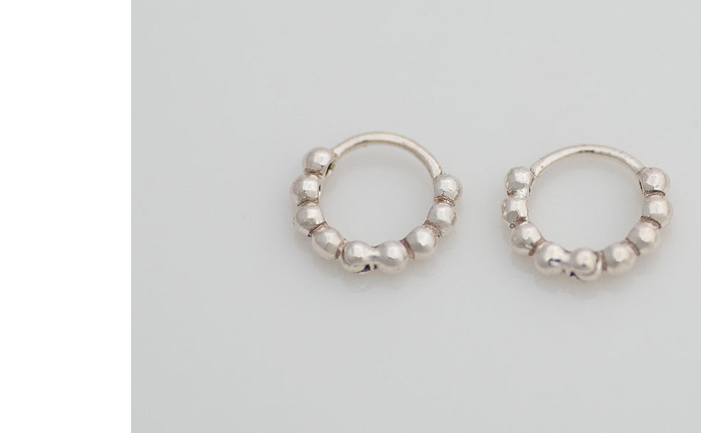 925 silver dotted mini one-touch earrings_KWAJE169