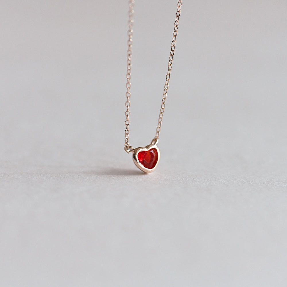 925 Silver Red Heart Necklace_KWAJE579