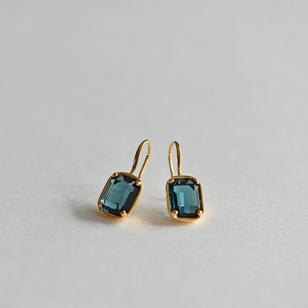 925 silver navy square bead hook earrings_KWAJE474