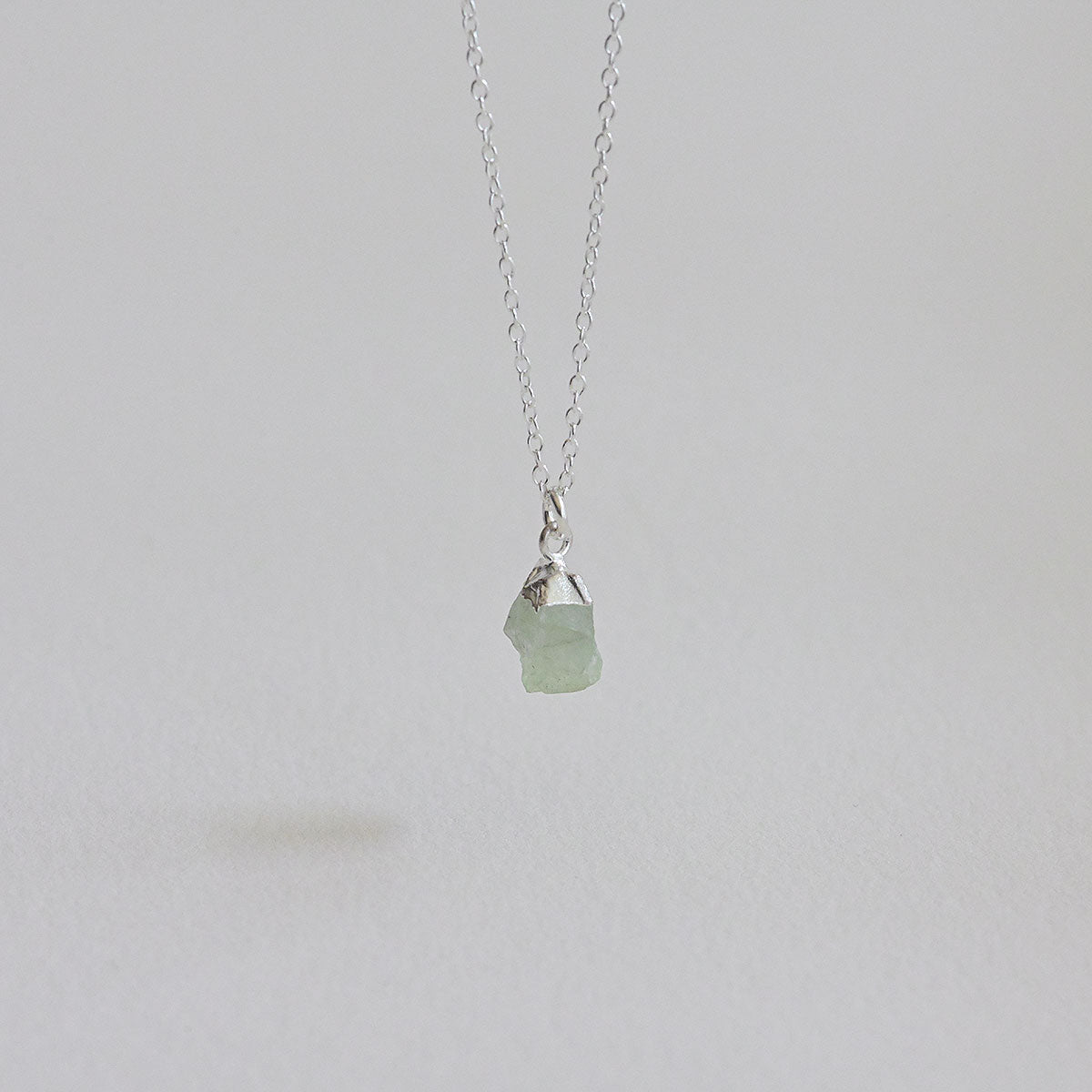 925 Silver Prehnite Rough Gemstone Necklace_KWAJE559