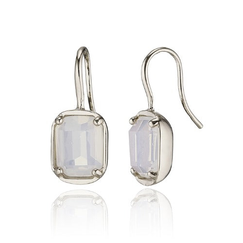 925 silver white square bead hook earrings_KWAJE543