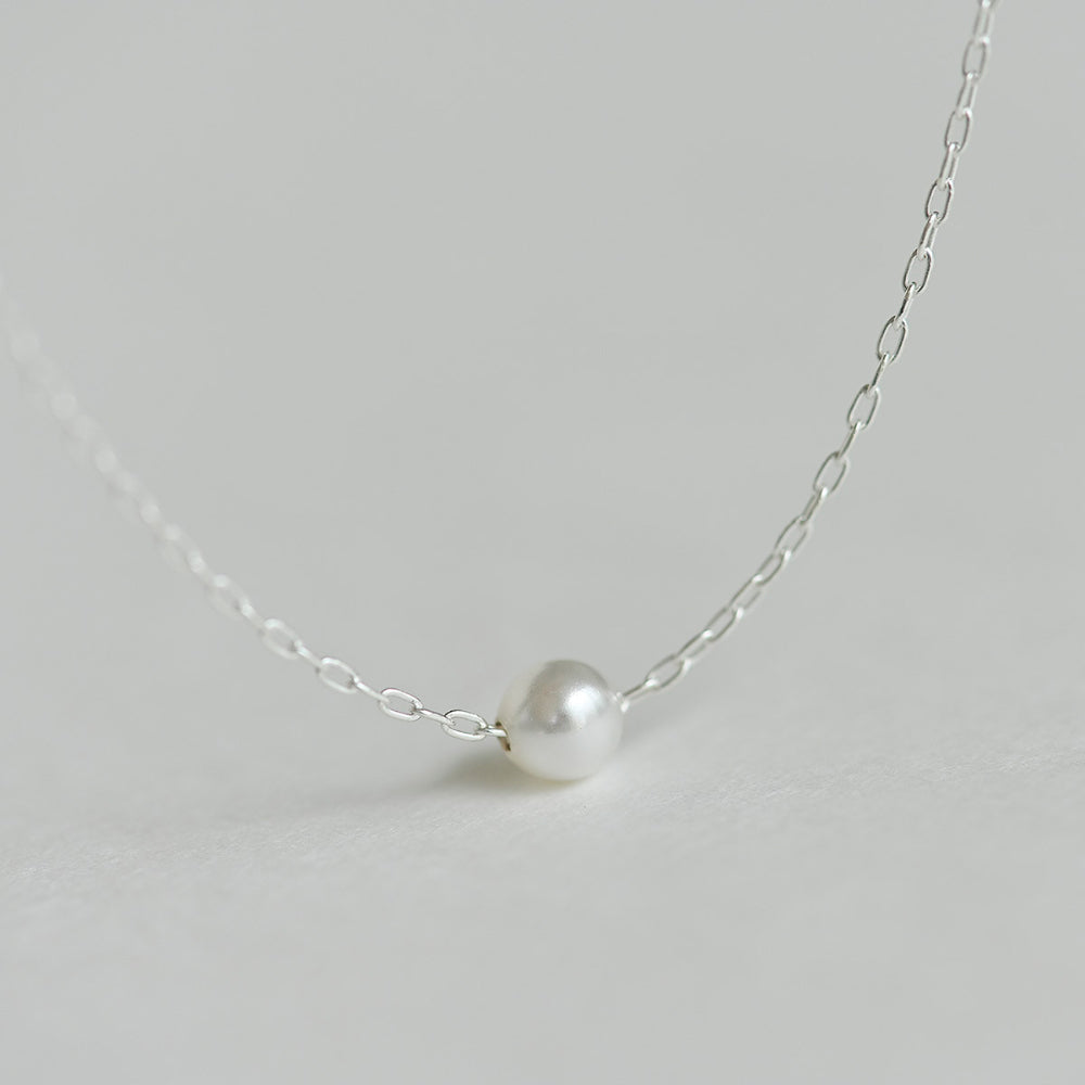 925 silver swollen pearl pendant necklace_KWAJE607